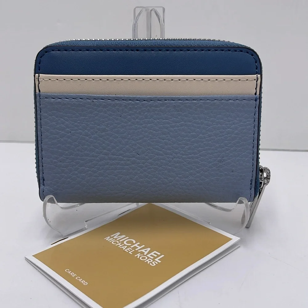 Michael Kors Jet Set Travel Md Zip Around Color-Block Wallet Card Case  Pale